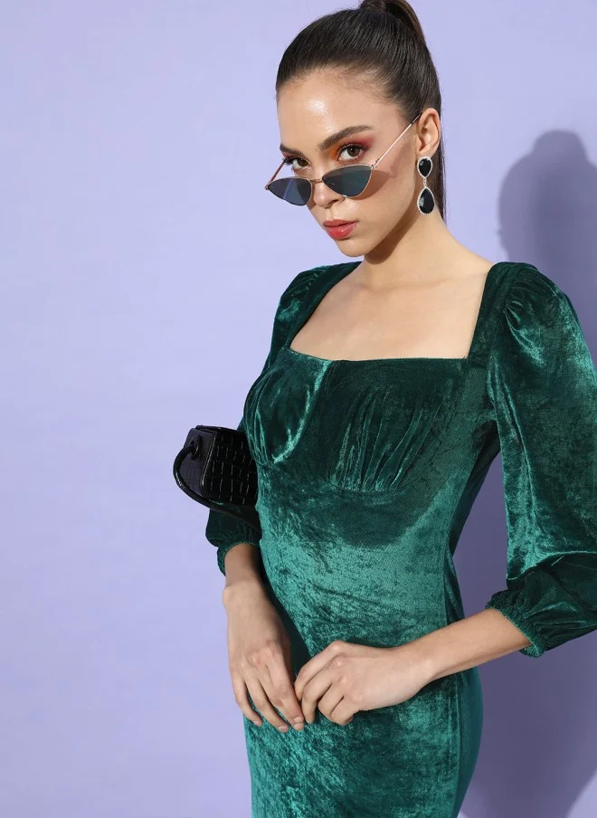STREET 9 Green Velvet Bodycon Dress for Women