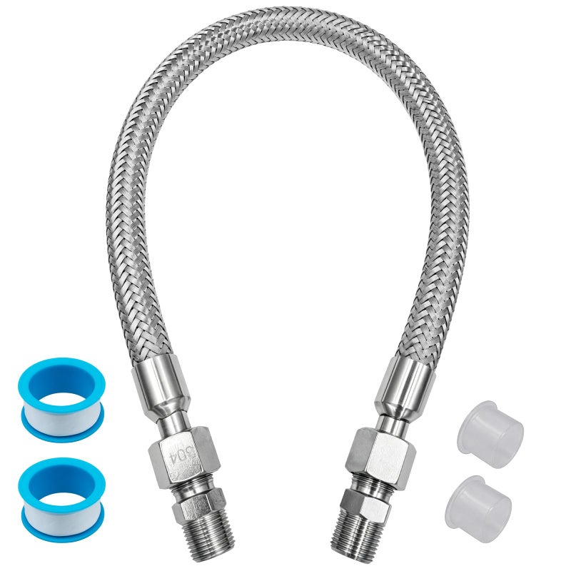 HTYPX 38Air Compressor Jumper Hose 20Length NPT Male Tube Freely Rotating Stainless Steel Metal Hose with Accessory Connectors on both Sides 750F 450 PSI - Image 2
