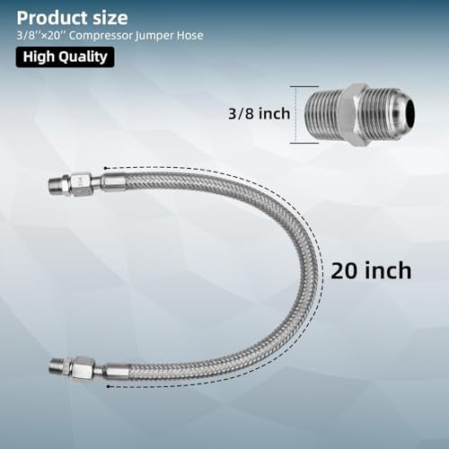 HTYPX 38Air Compressor Jumper Hose 20Length NPT Male Tube Freely Rotating Stainless Steel Metal Hose with Accessory Connectors on both Sides 750F 450 PSI - Image 3
