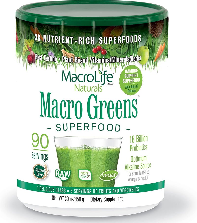 MacroLife Naturals Macro Greens Superfood - 30oz Powder with 90 Servings - Image 1