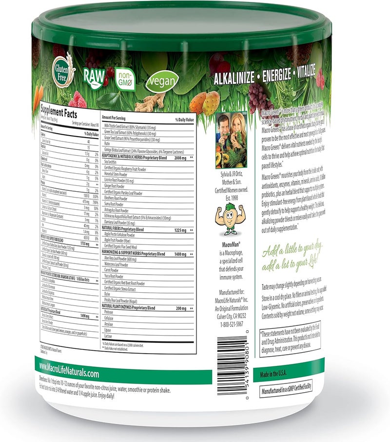 MacroLife Naturals Macro Greens Superfood - 30oz Powder with 90 Servings - Image 3