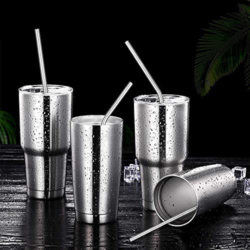 CAMDEA Set of 4 Reusable Metal Straws, 10.5'' Long Stainless Steel Straw with Cleaning Brushes and Case, Drinking for 30 oz and 20 oz Tumblers. - Image 4