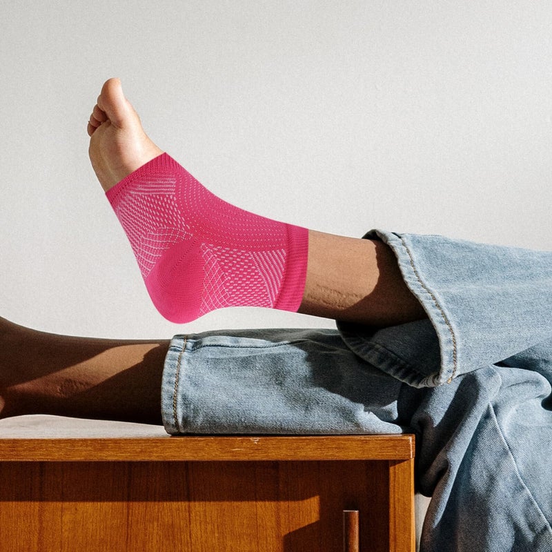Breathable Ankle Support Compression Sleeves 4 Pack For Sports Injury Prevention Pink White S M Size - Image 5