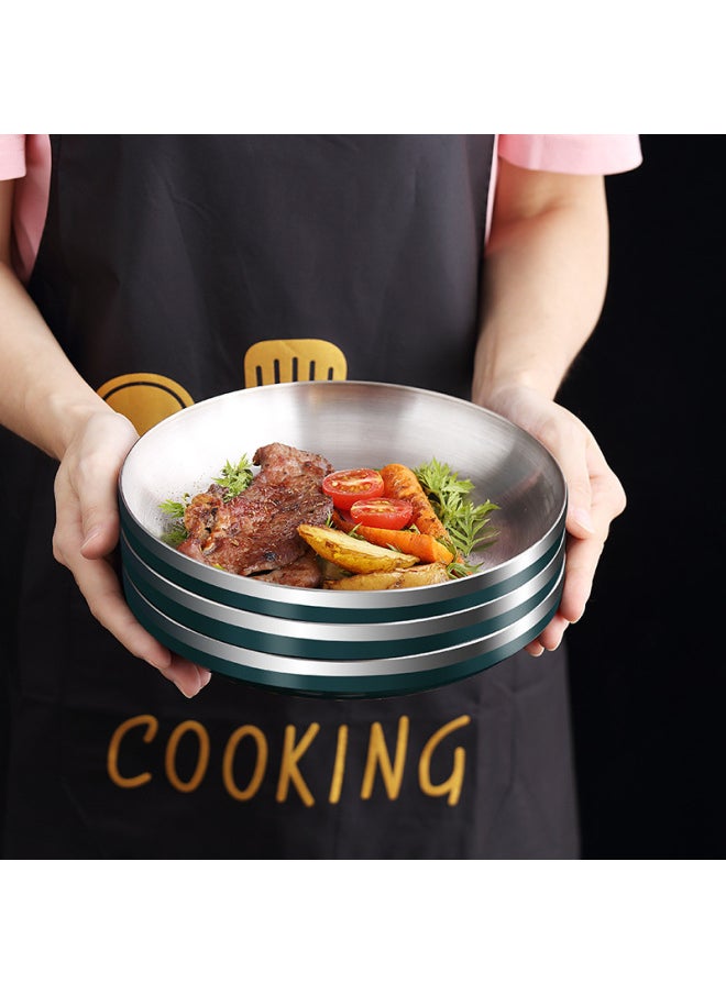 Generic - One Grain 304 Food Grade Stainless Steel Bowl Plate Chopsticks Spoon Dinnerware Home Use Fruit Bowl Simple Combination Set-Specifications:Large Insulated Bowl-white - Image 1