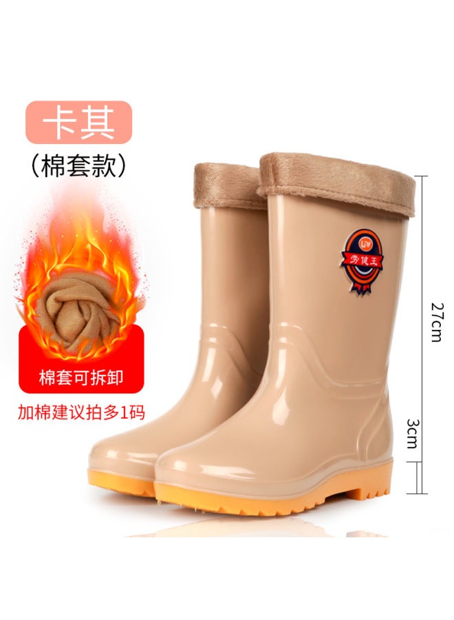 High Mid-calf Rain Boots Women's Rain Boots Fashionable Waterproof Non-slip Water Shoes Laundry Kitchen Work Rubber Shoes Overshoes Bucket Shoes