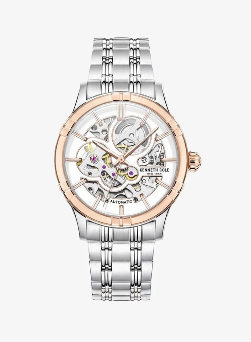 Kenneth Cole New York Silver Dial Silver Stainless Steel Bracelet Automatic Watch for Women 36mm