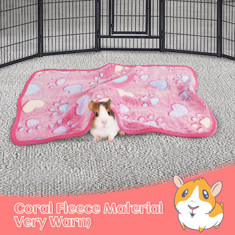 Alphatool Guinea Pig Blanket, 4 Pack Warm Soft Coral Fleece Small Animal Blankets Washable Pet Cage Liners Sleep Mat Pad Cover for Rabbit Hamster Dog Cat Ferret Chinchilla Hedgehog Bedding, 24" x 16" - Image 2