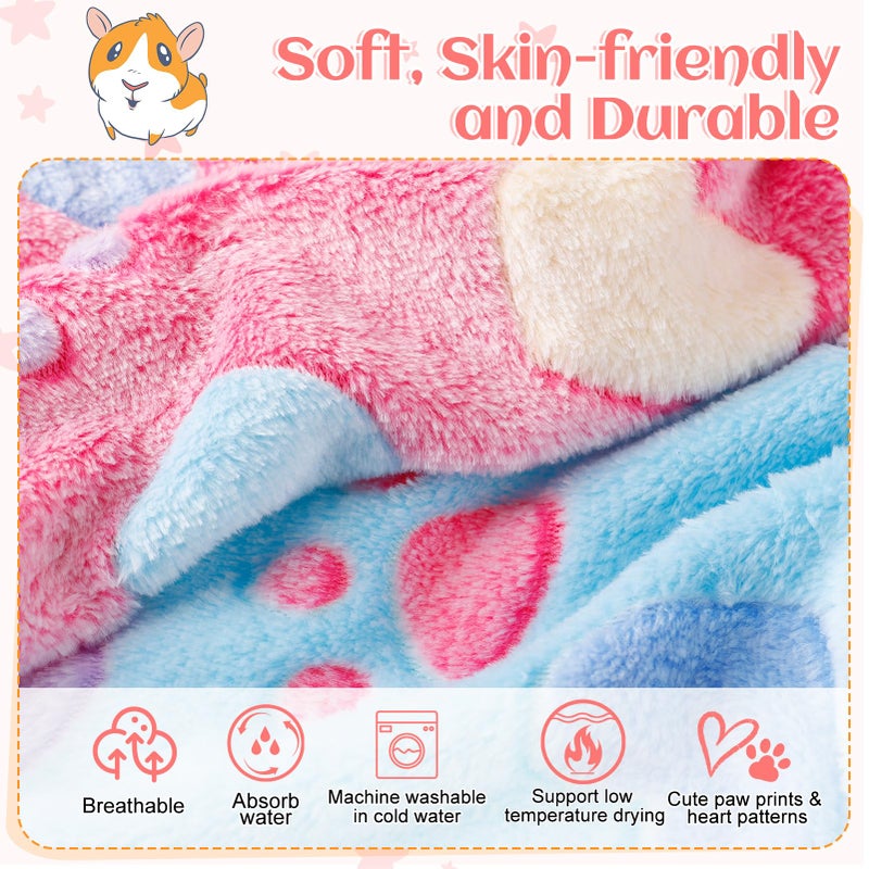 Alphatool Guinea Pig Blanket, 4 Pack Warm Soft Coral Fleece Small Animal Blankets Washable Pet Cage Liners Sleep Mat Pad Cover for Rabbit Hamster Dog Cat Ferret Chinchilla Hedgehog Bedding, 24" x 16" - Image 3