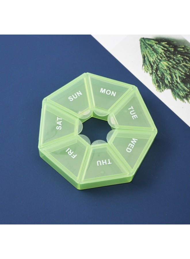 7-corner Pill Box With One Week, Round Seven-compartment Portable One-week Divided Small Pill Box, Mini 7-day Portable Divided elry Box