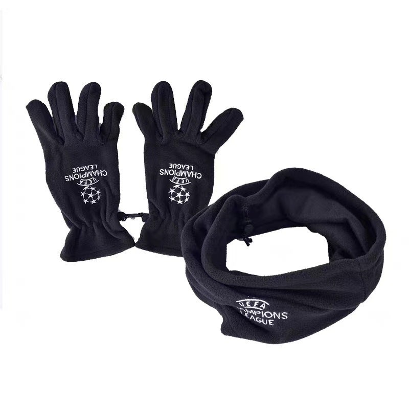 Champions League Football Bib Gloves Hat Winter Children Adult suit Warm Training Gloves Sports Running Mask Adult Gloves