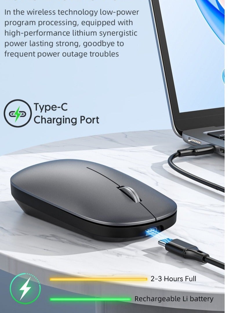 ARNOTEC Wireless Mouse Bluetooth & 2.4G Dual Mode, Type-C Rechargeable Ergonomic Mouse with Silent Clicks, Metal Scroll Wheel, 3 DPI Levels, Portable & Lightweight, for Laptop/Tablet/PC/iOS/Android - Image 5