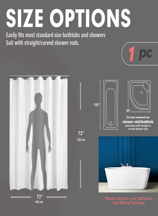 Hereisa White Shower Curtain Liner, 72" x 72" White Bathroom Shower Showroom Curtain Liner with Rustproof Metal Gromments and Weighted Magnet - Image 2