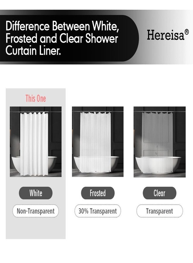 Hereisa White Shower Curtain Liner, 72" x 72" White Bathroom Shower Showroom Curtain Liner with Rustproof Metal Gromments and Weighted Magnet - Image 5