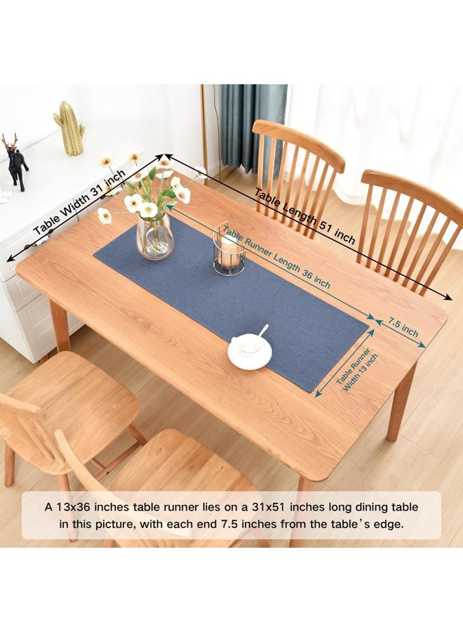 Nacuci Farmhouse Rustic Table Runner Mist Blue Faux Linen Table Runners Water Resistant Short Table Runner 36 inches for Living Room Dresser Bedroom Kitchen Dining Party 13x36 Inch - Image 2