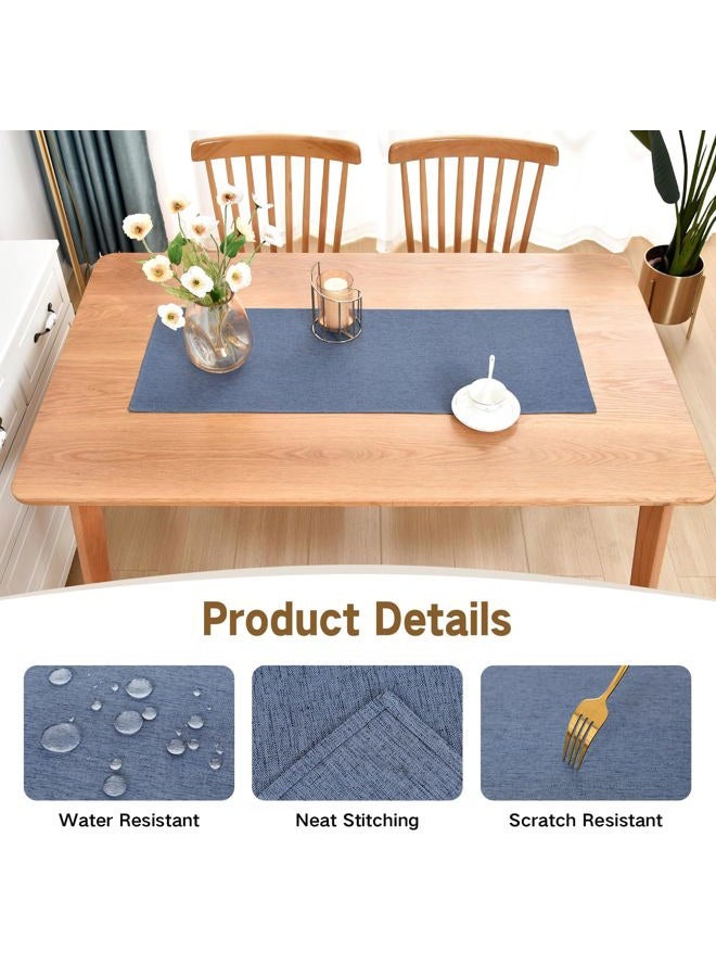 Nacuci Farmhouse Rustic Table Runner Mist Blue Faux Linen Table Runners Water Resistant Short Table Runner 36 inches for Living Room Dresser Bedroom Kitchen Dining Party 13x36 Inch - Image 3