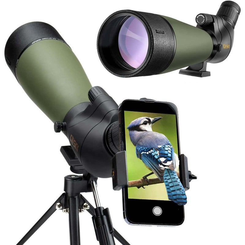 Gosky Updated 20-60x80 Spotting Scope with Tripod, Carrying Bag - BAK4 Angled Scope for Target Shooting Hunting Bird Watching Wildlife Scenery (Phone Mount+SLR Mount Compatible with Canon) 1 - Image 1