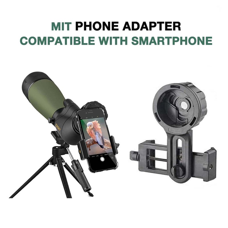Gosky Updated 20-60x80 Spotting Scope with Tripod, Carrying Bag - BAK4 Angled Scope for Target Shooting Hunting Bird Watching Wildlife Scenery (Phone Mount+SLR Mount Compatible with Canon) 1 - Image 3