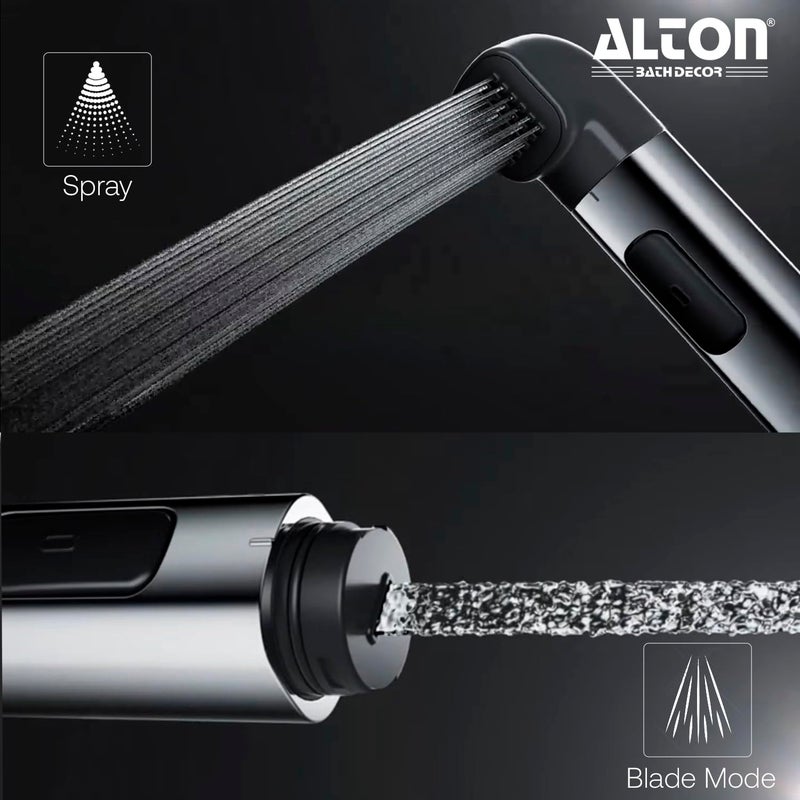 Alton صنبور صحة ALTON SHR20010 ABS ذو الوظيفة المزدوجة مع خرطوم مرن بطول 1.25 متر من الفولاذ المقاوم للصدأ و خطاف حائط، فضي (رش Jet للمرحاض) - Image 2