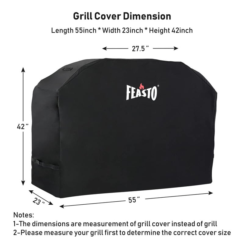 Feasto BBQ Grill Cover, 55 Inch Heavy Duty Waterproof Gas Grill Cover with Adjustable Velcro Strap, Anti-UV, Fade Resistant, Fits for Weber, Char Broil, Nexgrill, Royal Gourmet (55"L x 23"W x 42"H) - Image 3