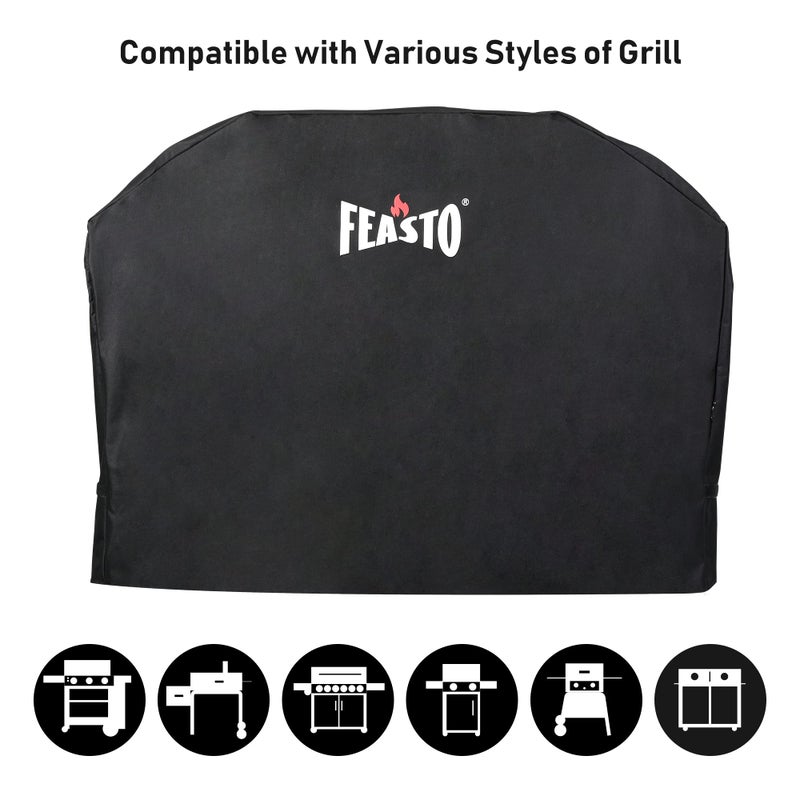 Feasto BBQ Grill Cover, 55 Inch Heavy Duty Waterproof Gas Grill Cover with Adjustable Velcro Strap, Anti-UV, Fade Resistant, Fits for Weber, Char Broil, Nexgrill, Royal Gourmet (55"L x 23"W x 42"H) - Image 5