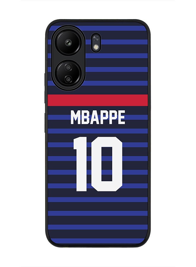 Stylizedd Rugged Black Edge Case for Xiaomi Redmi 13C 4G, Slim fit Flexible Case Cover - Football Team - France, Player Name - Mbappe - Image 1
