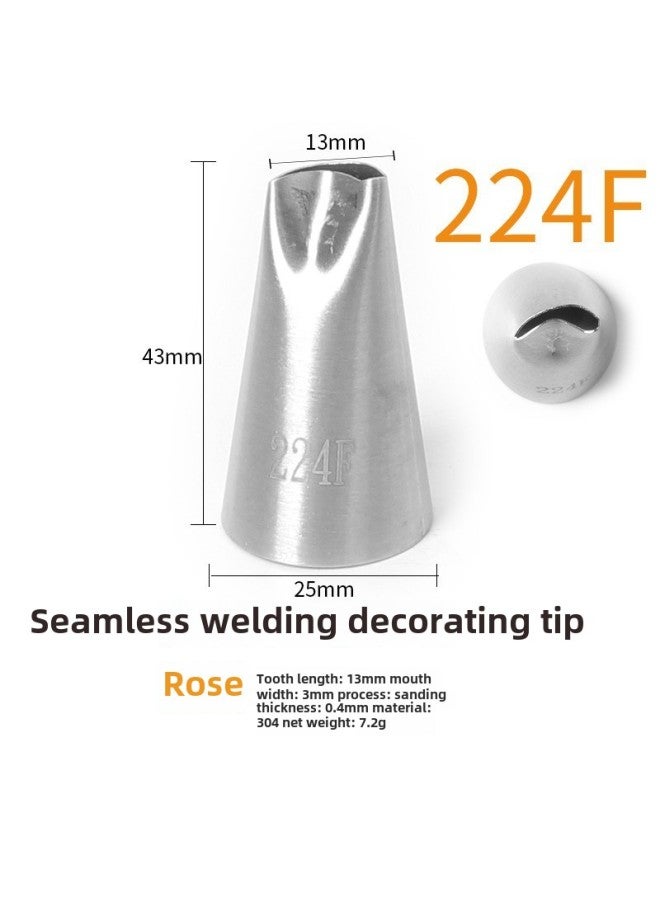 304 Stainless Steel Pastry Nozzle 6-tooth Belt Number Seamless Welding Cream Nozzle Large Cake Decorating Tool-Specifications:224F  - Image 1