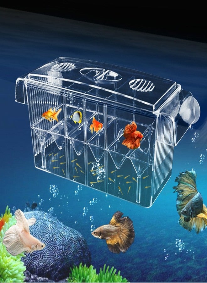MaoTopCom Large Multi-Chamber Holding & Breeding Box for Aquariums - Fish Hatchery with 3 Compartments, Floating Design, Clear Acrylic, Easy to Install - Ideal for Newborn Fry, Sick Fish, and Acclimation - Image 1