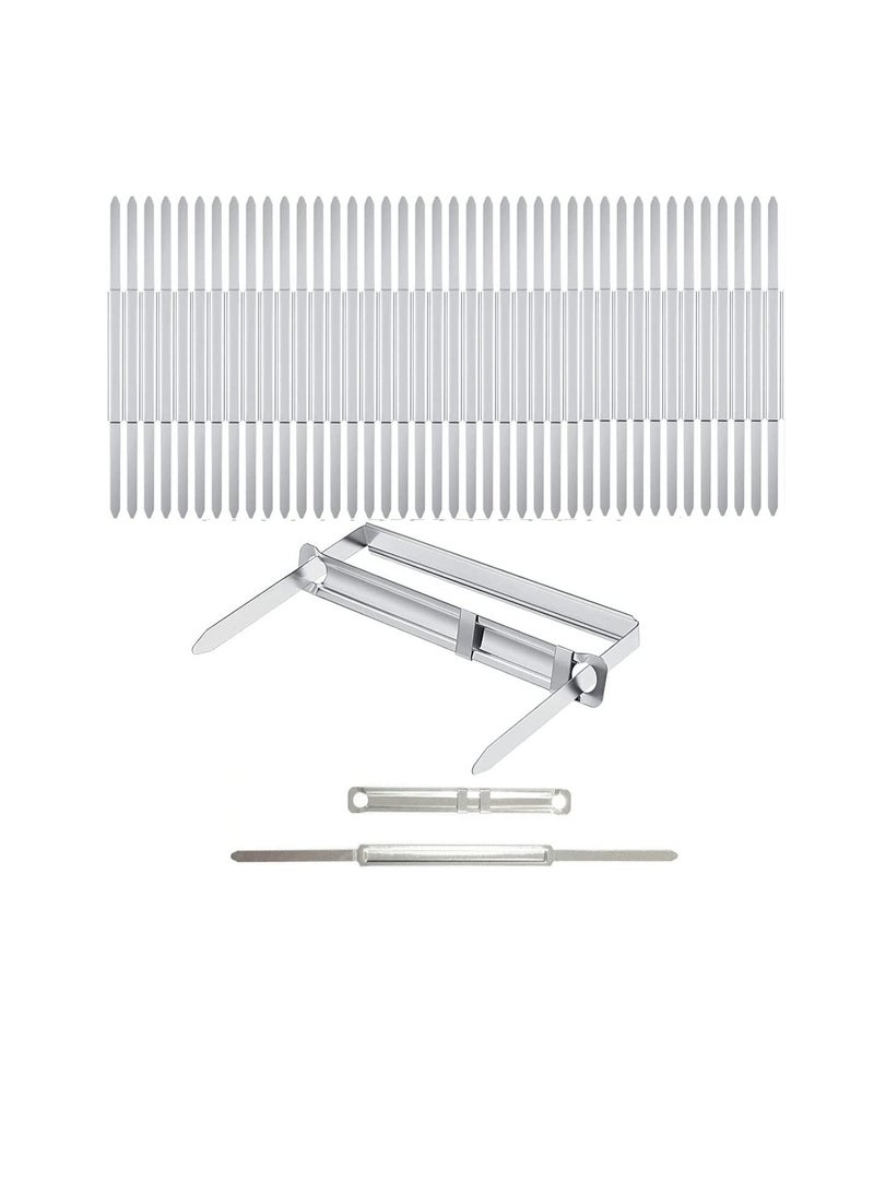 Terabyte 100 Sets Prong Fasteners for Standard 2 Hole Punch, Metal Prong Paper Fastener 2.75 Inch, Compressor for Paper File Folder, Box of 100 Complete Sets Silver - Image 1