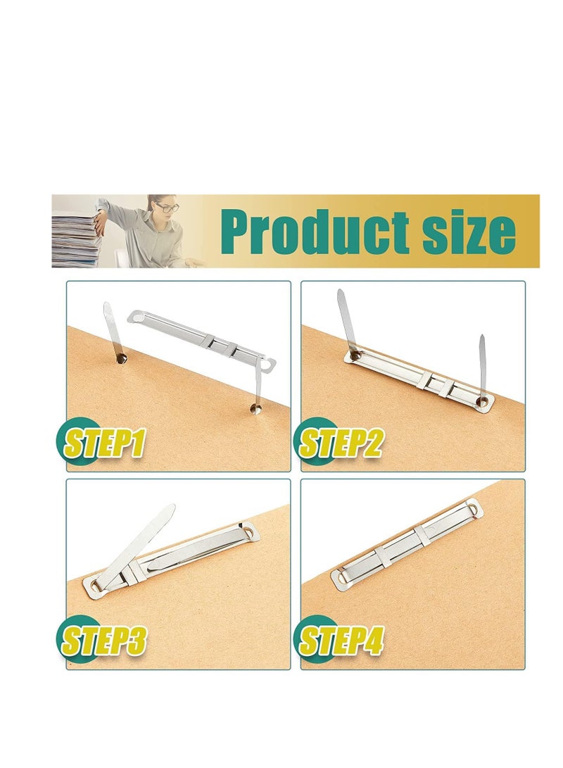 Terabyte 100 Sets Prong Fasteners for Standard 2 Hole Punch, Metal Prong Paper Fastener 2.75 Inch, Compressor for Paper File Folder, Box of 100 Complete Sets Silver - Image 2