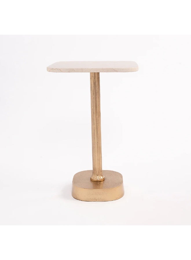 Home auraa Square Marble Aluminum accent table , Sofa Side Table, Coffee Table, Arabesque Corner Small Table, Tea End table for Living Room, Outdoor, Bedroom - 53x34x34 cm - Image 2