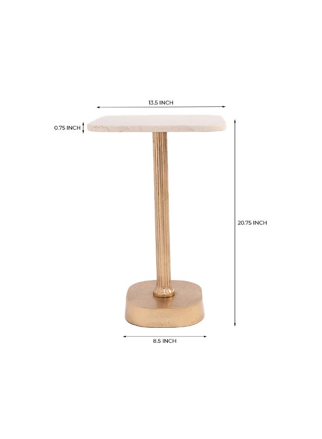Home auraa Square Marble Aluminum accent table , Sofa Side Table, Coffee Table, Arabesque Corner Small Table, Tea End table for Living Room, Outdoor, Bedroom - 53x34x34 cm - Image 4