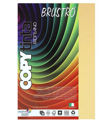 Fabriano Copytinta Coloured Craft Paper A4 Size, 80 GSM, (60 sheets), Light Yellow Shade (Banana) | Ideal for photocopies, laser, prints, fax, dividers, covers, collages, craft, school, office - Image 1