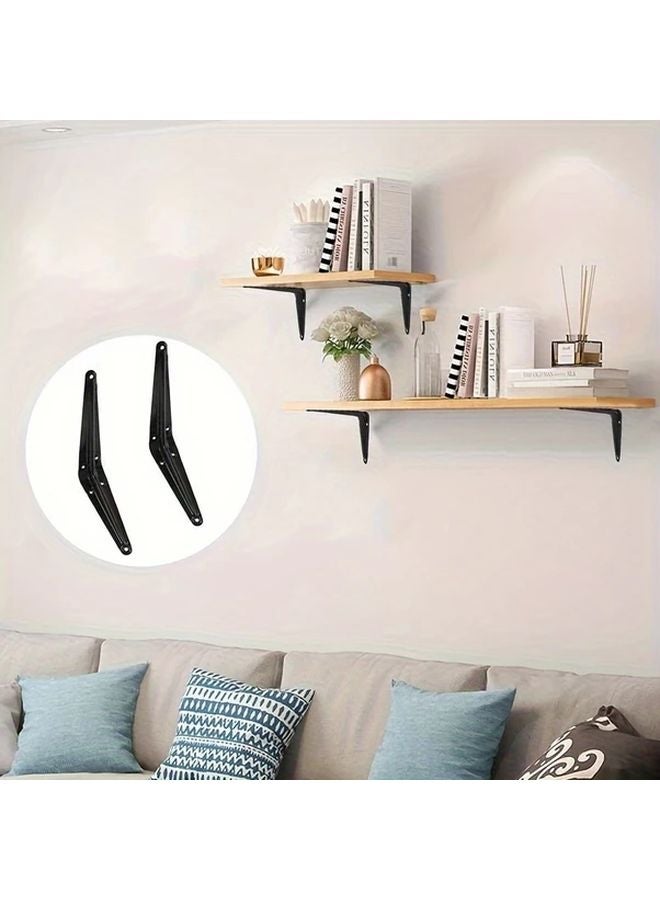 6pcs Black Heavy Duty Metal Brackets 5x6 Inch Wall Mounted Shelf Supports - Image 2