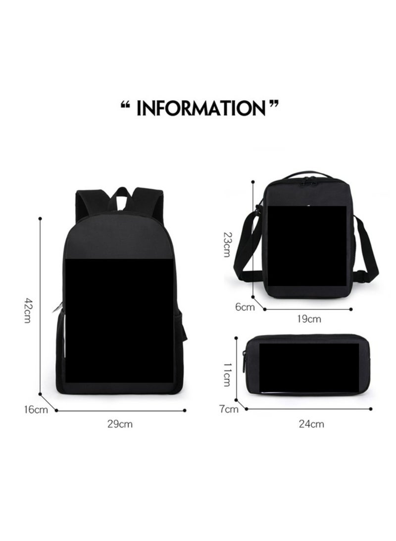 ماين كرافت حقيبة ظهر ذات طباعة رقمية ذات سعة كبيرة، مجموعة من ثلاث قطع، حقيبة غداء، حقيبة قلم، بوليستر، حقيبة ظهر مريحة لتقليل الحمل للطلاب والأطفال للجنسين - Image 2