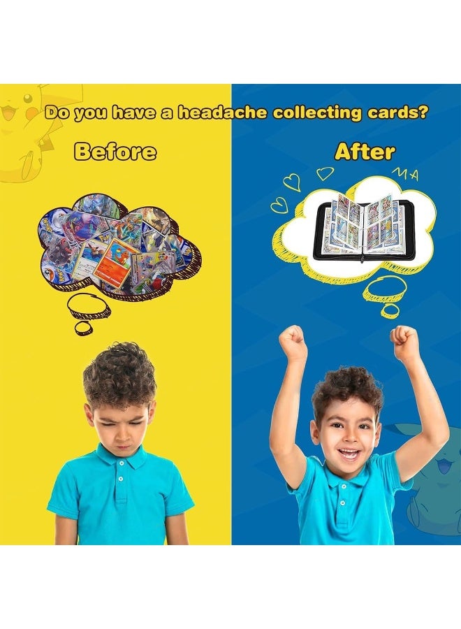 ECVV Cartoon Anime Card Binder Trading Card Games Collection Binder Case Book Holds Up To 400 Cards With 50 Removable Sleeves Carrying Case Binder Album - Image 5
