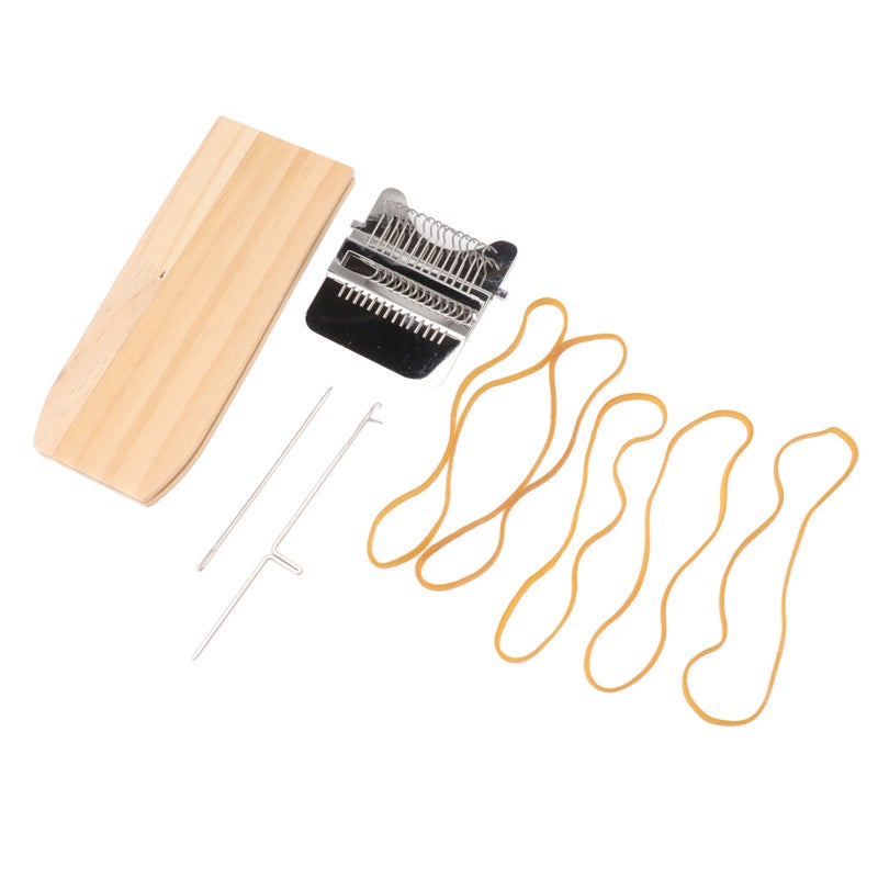 Small Weaving Loom Kit: 2-Piece Metal Hook Wooden Plate Set - Easy To Use Diy Weaving Tool For Beginner Knitters, Home Weaving Crafts & Textile Repair - Image 1