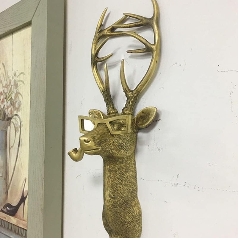 كلاراكو Klarako Home Decor Waterproof Bronzed Resin Deer Head Wall Decor, Hanging Sculpture Sunscreen Animal Head Wall Hanging Orklarakoments - Image 1