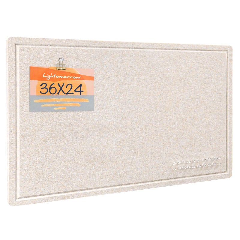 Lightomorrow Bulletin Board, 36 x 24 inches Felt Board - Decorative Pin Board, Cork Board Alternative for Wall, 3' x 2' Foldable Self-Adhesive Vision Board Prayer Board with 20 Pushpins - Oatmeal - Image 1