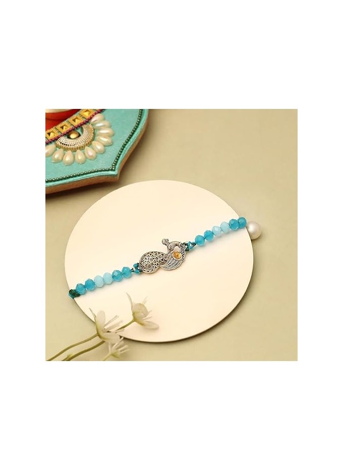 the purple tree - The Purple Tree Beautiful Handmade Peacock Rakhi With Card For Brother, Rakhi for bhai, Rakshabandhan Gift for brother, Rakhi Thread, Rakhi Gift - Image 1