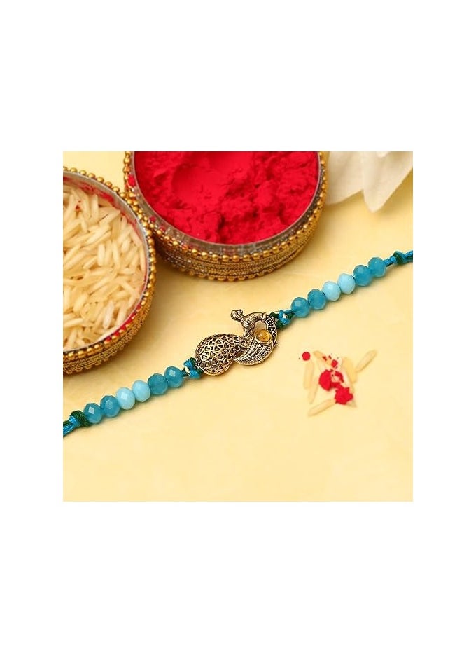 the purple tree - The Purple Tree Beautiful Handmade Peacock Rakhi With Card For Brother, Rakhi for bhai, Rakshabandhan Gift for brother, Rakhi Thread, Rakhi Gift - Image 1