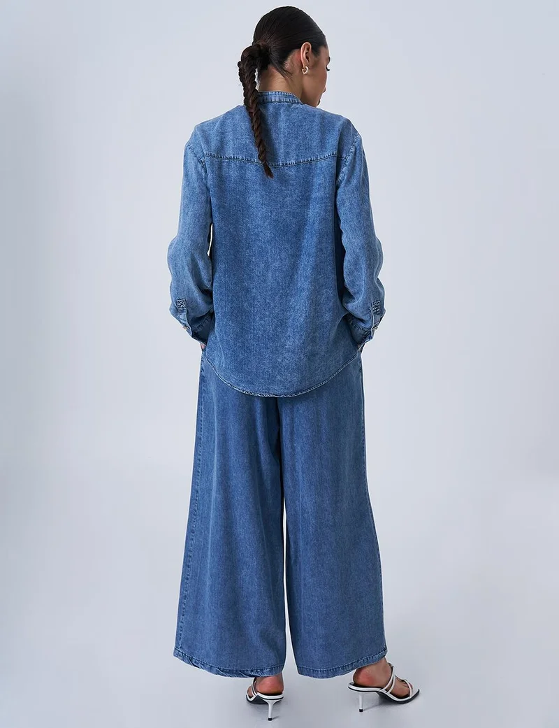 Kayra Hotfix Printed Tunic Pants Set Towel Wash