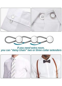 Generic 12pcs Metal Collar Extender Buttons for Shirt Dress Pants Coat (White-Black-Silver)  - Image 5