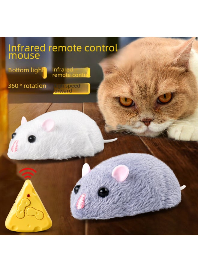 Generic - Infrared Remote Control Electric Simulation Mouse Prank Toy Interactive Novelty Funny Parent-Child Play Cat Teasing Gadgets-Color:8882 Remote Control Mouse [white]] - Image 1