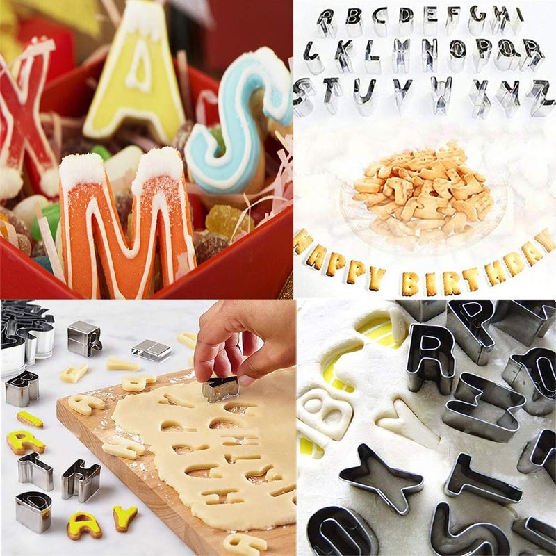 ALNGFUIK 26pcs Alphabet Cookie Cutters Set Small Stainless Steel Letter Molds for Baking  Pastry  Fondant  Donuts Biscuit  Fruit  Cake Decorating Tools by ALNGFUIK - Image 5