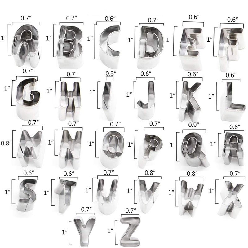 ALNGFUIK 26pcs Alphabet Cookie Cutters Set Small Stainless Steel Letter Molds for Baking  Pastry  Fondant  Donuts Biscuit  Fruit  Cake Decorating Tools by ALNGFUIK - Image 4