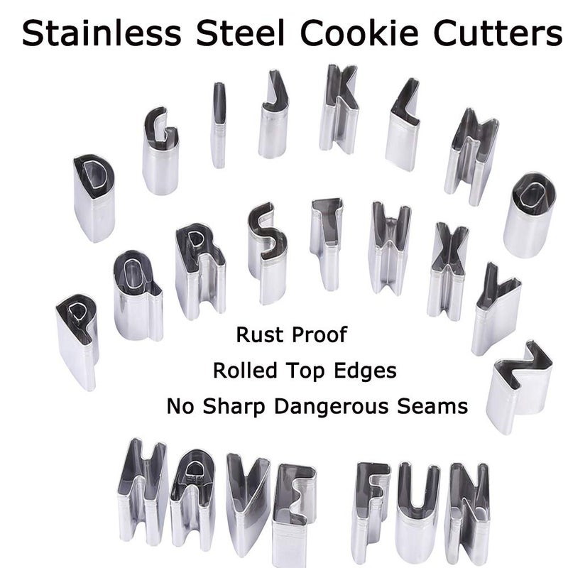 ALNGFUIK 26pcs Alphabet Cookie Cutters Set Small Stainless Steel Letter Molds for Baking  Pastry  Fondant  Donuts Biscuit  Fruit  Cake Decorating Tools by ALNGFUIK - Image 3
