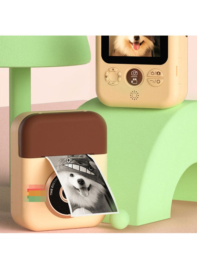 Generic Polo Camera Thermal Printing Children's Camera Front And Rear Dual Camera Polo 2.4 Inch IPS HD Screen-Color:Brown-No Card  - Image 4