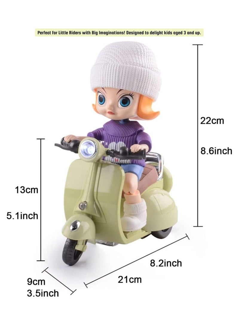TOY GARDEN Musical Scooter Doll Toy, Musical Scooter Doll Toy with Flashing Lights and Sound | Interactive Moving Vehicle for Kids | Cute Girl on Vintage Motorbike Toy for Toddlers - Image 3