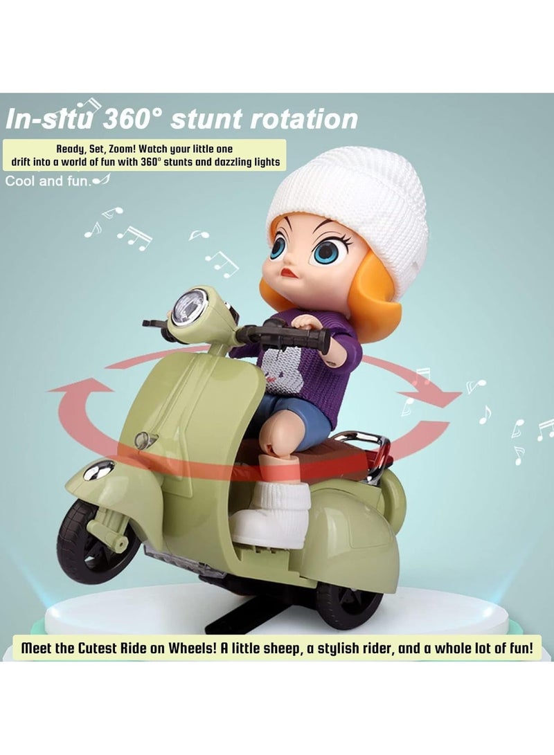 TOY GARDEN Musical Scooter Doll Toy, Musical Scooter Doll Toy with Flashing Lights and Sound | Interactive Moving Vehicle for Kids | Cute Girl on Vintage Motorbike Toy for Toddlers - Image 4