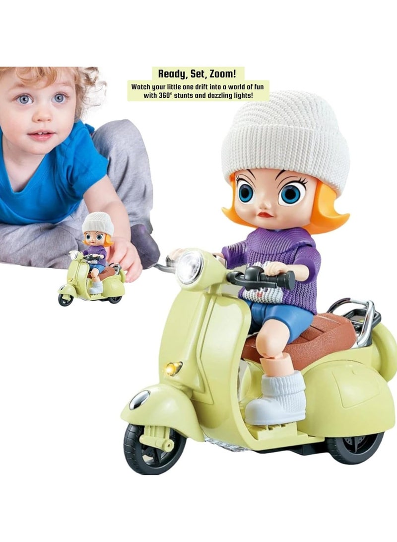 TOY GARDEN Musical Scooter Doll Toy, Musical Scooter Doll Toy with Flashing Lights and Sound | Interactive Moving Vehicle for Kids | Cute Girl on Vintage Motorbike Toy for Toddlers - Image 5